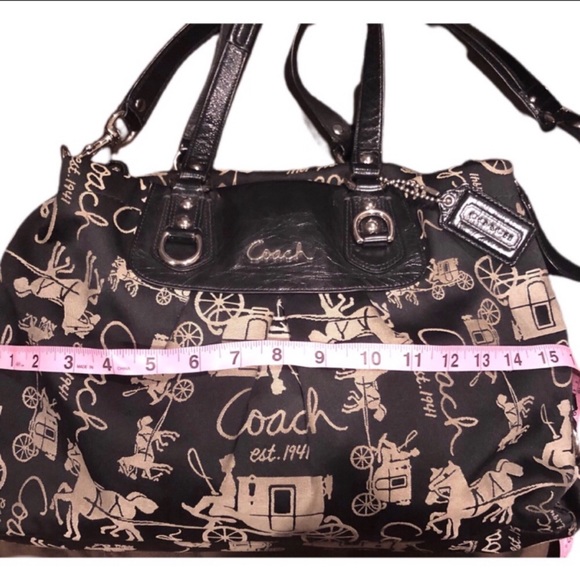 RARE COACH LARGE Horse and Carriage Signature Black Tote Bag - Picture 8 of 12